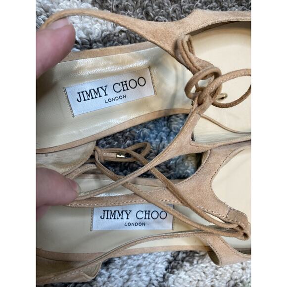 Jimmy Choo Shoes Womens EU 41 Vanessa Suede Pink Tan Pointed Toe Ballet Flat - Picture 10 of 10